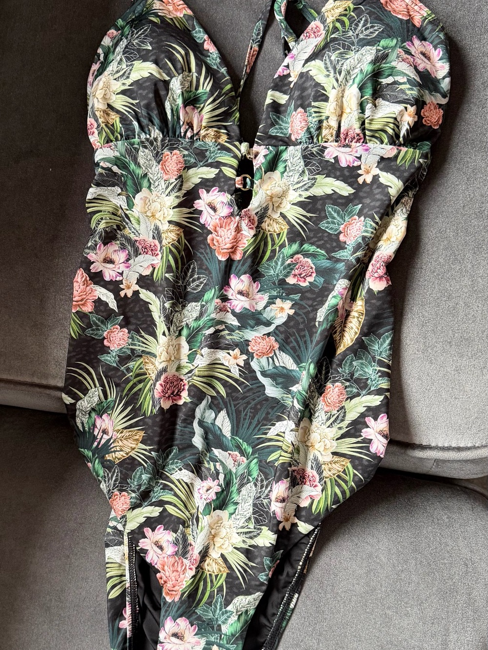 Floral Print Black Girls' Bottoms - Tropical Pink & Green